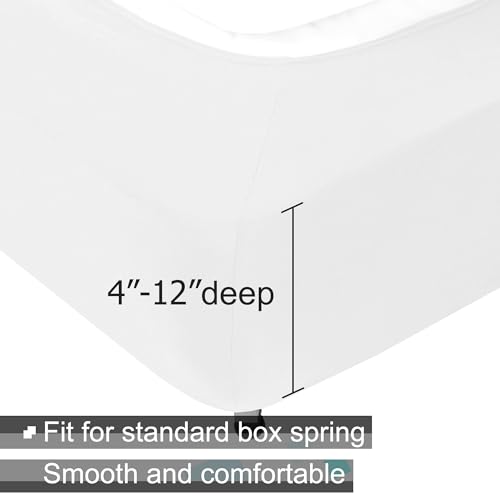Queen Box Spring Cover - Stretch Jersey Knit Bed Skirt Alternative, White