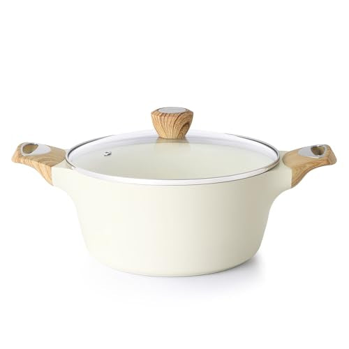 Ceramic Nonstick Stock Pot with Lid, Non-Toxic Induction Cooking Pot