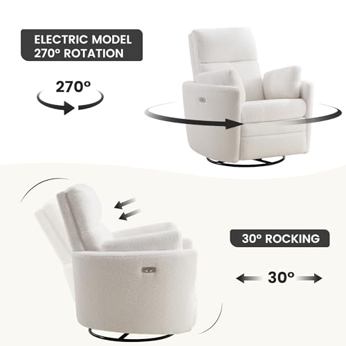 Electric Swivel Glider Recliner Chair with USB Port and Pillows