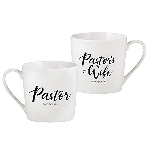 14 oz Bone China Coffee Mug Set for Pastor & Wife - Faithworks Gift Boxed