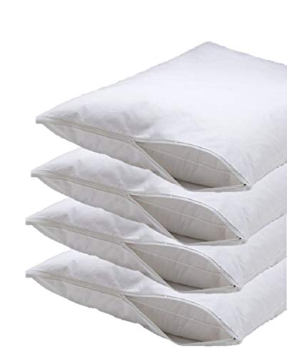 4-Pack Standard Size Waterproof Vinyl Pillow Covers with Zipper Closure