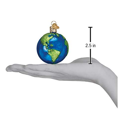Planet Earth Glass Blown Christmas Ornament - Handcrafted Globe Holiday Decor