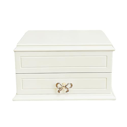 Wooden Musical Jewelry Box with Ballerina, Mirror and Drawer, 9.6-inch