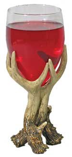 Antler Wine Glasses Set of 2 - 7.5 inch Realistic Antler Style Stemware
