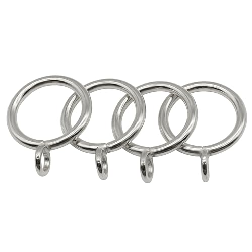 Metal Curtain Rings with Eyelets - 1 Inch Inner Diameter, 28 Pack, Silver