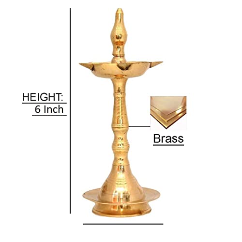Brass Oil Lamp Diya - 6 Inch Traditional Indian Deepak Set of 2