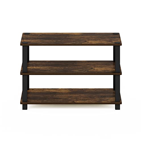Furinno Turn-S-Tube 3-Tier Shoe Rack, Amber Pine/Black