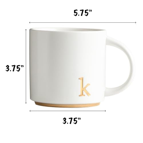 COLLECTIVE HOME Gold Monogram Ceramic Coffee Mug 15 oz with Gift Box