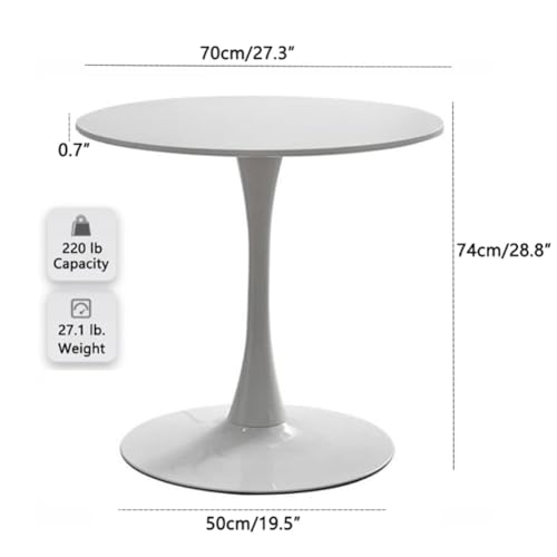 HYYTEIBL 27.3-Inch White Tulip Dining Table, Round Mid-Century Modern for 2-4 People