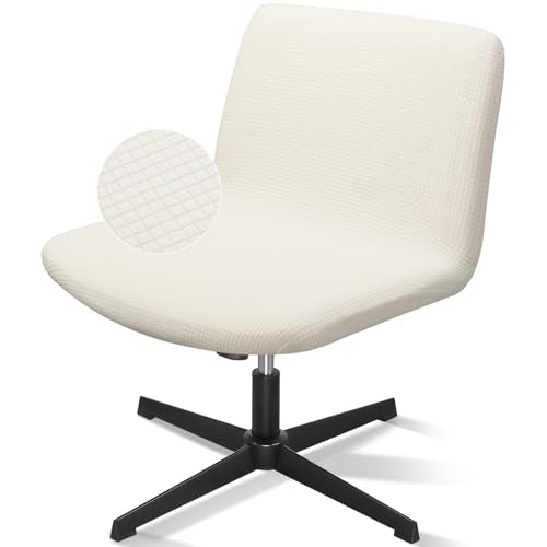 Stretchable Criss Cross Chair Slipcover for Armless Chairs - White