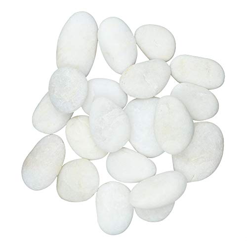 20 Natural White Rocks for Painting - 2"-3.5" Smooth Flat Craft Stones