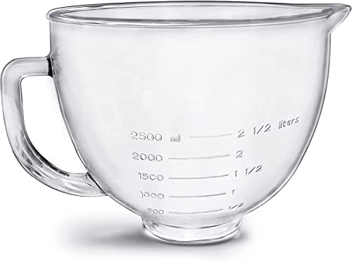 5-Quart Glass Mixing Bowl for Tilt-Head Stand Mixers with Pour Spout