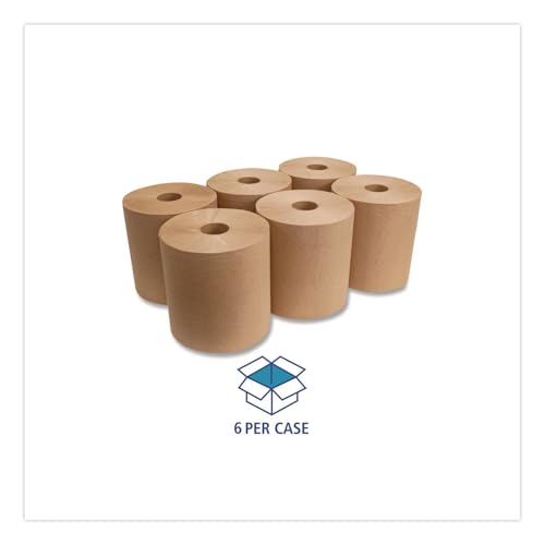 Recycled Hardwound Paper Towel Rolls, 8" x 800 ft, Natural (Case of 6)