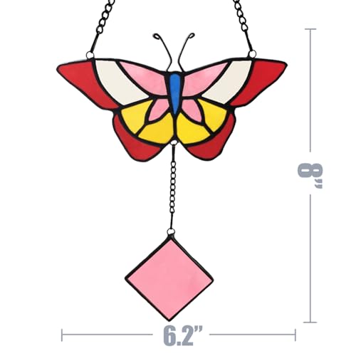 Kalockolo Handmade Butterfly Stained Glass Window Hanging Decorative Suncatcher