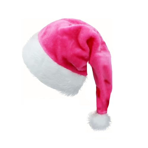 Pink Plush Velvet Santa Hat - Christmas Party Hat for Women & Men