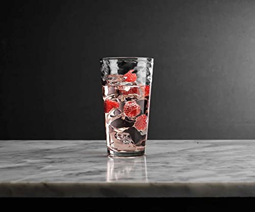 Glaver's 17 oz Hammered Glass Cocktail Set of 6 - Elegant Tall Drinking Glasses