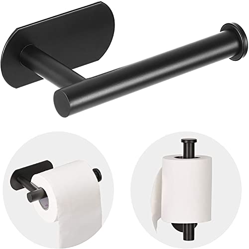 JOPOFI Matte Black Adhesive Toilet Paper Holder - Stainless Steel Wall Mount