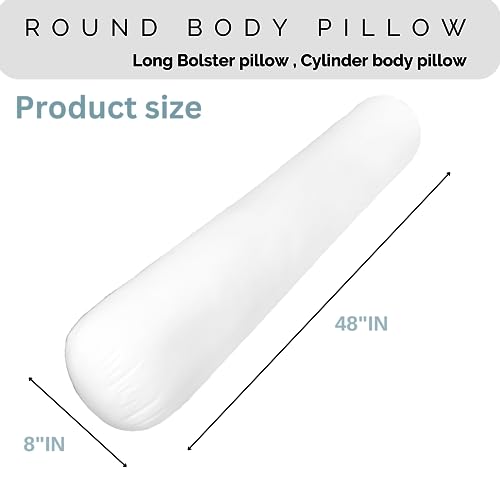 48-Inch Adjustable Round Body Pillow with Zipper Cover - Soft Support