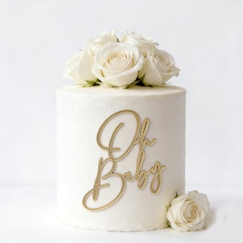 Oh Baby Acrylic Cake Topper for Baby Shower and Gender Reveal Party