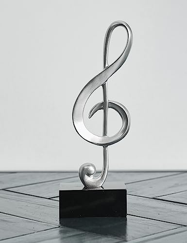 3-Piece Music Note Table Sculpture, 7.5-Inch Silver Resin Piano Decor
