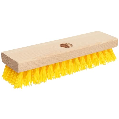 Heavy-Duty Deck Scrub Brush Head - 7.87" Stiff Bristle Wooden Scrubber