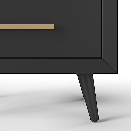Child Craft Cranbrook Ebony Nightstand - Mid-Century Modern 2-Drawer Bedside Table