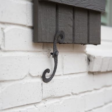 Pair of Exterior Shutter Holdbacks with Hardware - Iron, Black Finish
