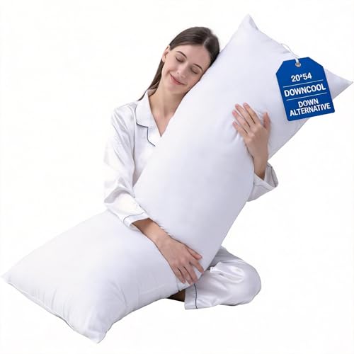 DOWNCOOL Breathable Full Body Pillow Insert (20x54) - Side Sleeper Bed Pillow