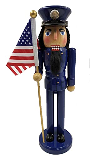 14-Inch Patriotic Air Force Nutcracker - Handcrafted Blue Wood Decor