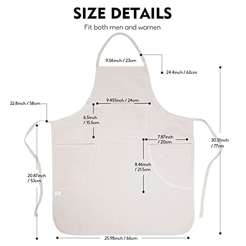 Professional 100% Cotton Canvas Bib Apron with 3 Pockets for Men and Women