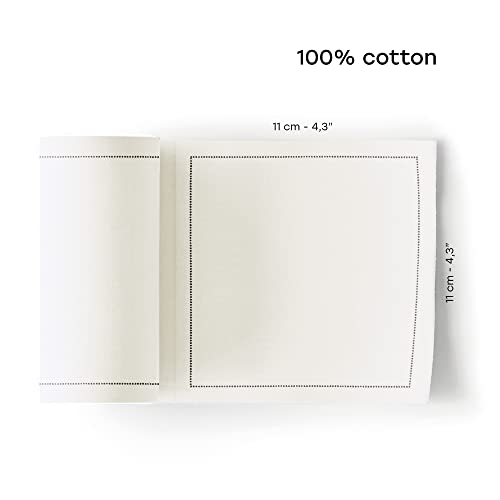 Reusable Cotton Cocktail Napkins, 4.3 x 4.3 Inch, Cream, 50 Per Roll