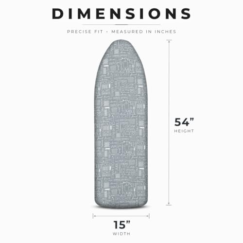 Ironing Board Cover and Pad Set - Scorch Resistant Cotton, Grey