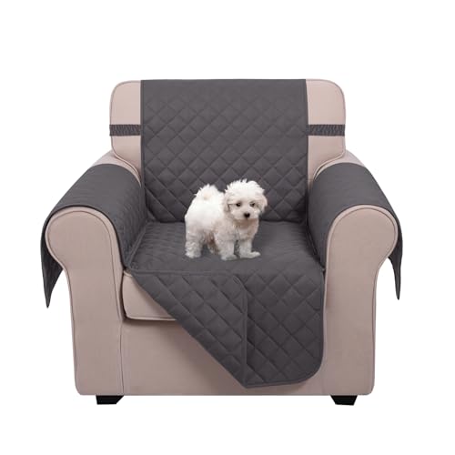 Reversible Recliner Chair Cover - Dark Grey, 23" Armchair Protector, Washable & Water Repellent
