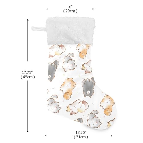 Cute Cats Christmas Stocking 18 Inch Large Soft Velvet Stocking with Plush Cuff