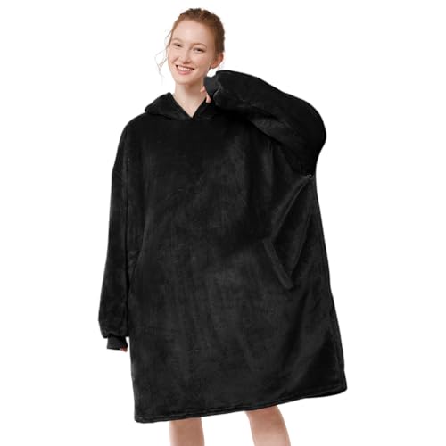 Oversized Wearable Blanket Hoodie with Pocket - Soft Sherpa Fleece