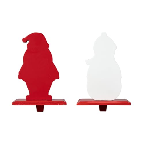 Glitzhome Christmas Stocking Holders for Mantel, Set of 2 Epoxy Resin
