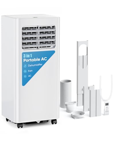 8,000 BTU Portable Air Conditioner 3-in-1 AC Unit with Remote and Window Kit