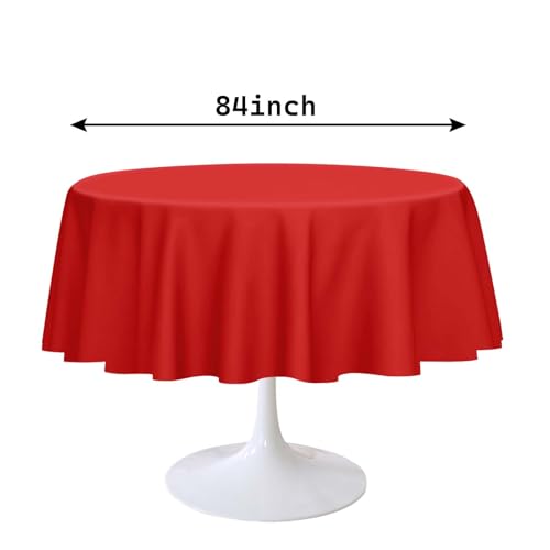 2 Pack Red Round Plastic Tablecloths 84x84 Inch for Parties & Events
