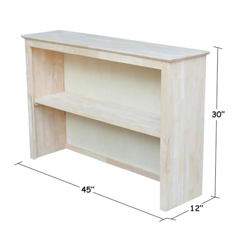 Solid Wood Hutch with Fixed Shelf, Unfinished Butcher Block Surface
