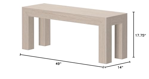 Modern Solid Wood Dining Bench, 49-Inch Contemporary Seating