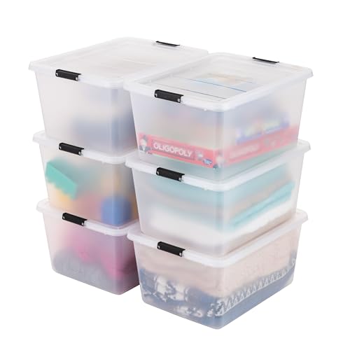 IRIS USA 32.5 Quart Plastic Storage Box with Latching Lid 6-Pack
