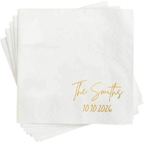 Noni Custom Wedding Napkins Style 3 - Personalized Last Name Reception Decor