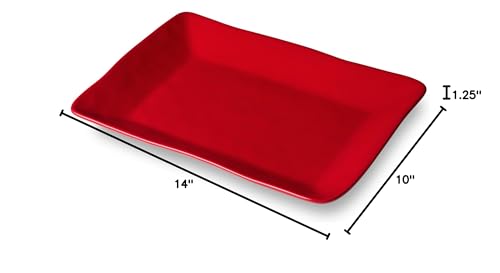 Red Christmas Rectangular Stoneware Serving Platter for Holiday Appetizers