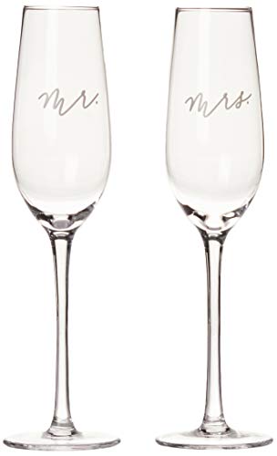 Mr. and Mrs. Champagne Flute Set - 6 oz Wedding Toasting Glasses