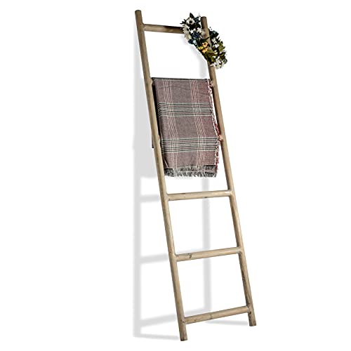 6ft Rustic Wooden Blanket Ladder - Fully Assembled Farmhouse Decor Rack