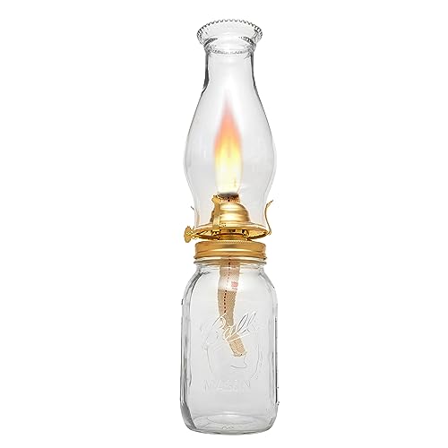 Brass Plated Mason Jar Oil Lamp Burner Replacement with Cotton Wick
