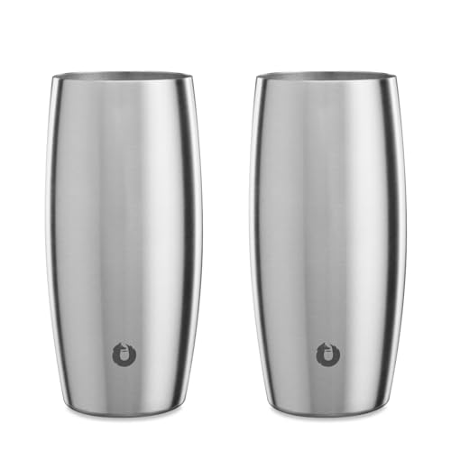 Insulated Stainless Steel Pint Glasses - 18oz Shatterproof Beer Set of 2
