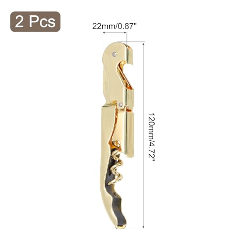 uxcell Gold 2PCS 5-Inch Waiter Corkscrew & Bottle Opener Set with Foil Cutter