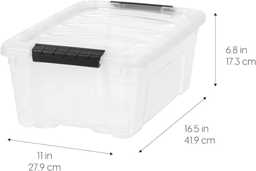 IRIS USA 13 Quart Clear Plastic Storage Bins with Lids 4-Pack