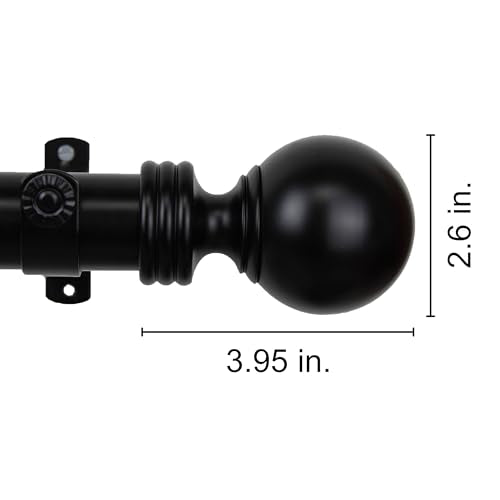 Sphere Curtain Rod Finials, Set of 2 for 1.5-Inch Rods, Black Steel